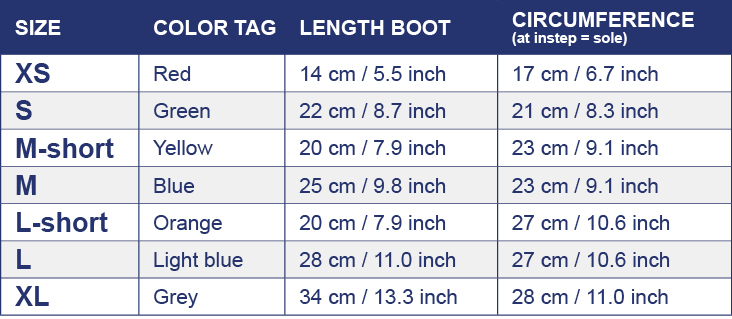 size chart medical pets boot