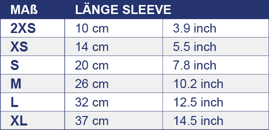 size chart hind leg sleeves
